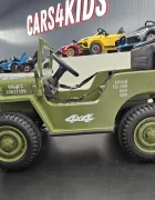 Cars4Kids Jeep electric pentru copii Willy 12V Verde Militar design Retro telecomanda 2.4G 4 motoare 3-5 ani