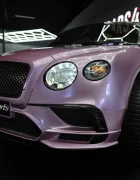 Cars4Kids Masinuta electrica pentru copii Bentley Continental Roz Metalizat 12V telecomanda 2.4G sa piele neagra usi functionale