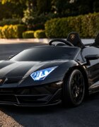 Cars4Kids Masinuta electrica pentru copii Lamborghini Aventador SVJ 24V Negru 2 locuri licenta oficiala Drift usi verticale telecomanda