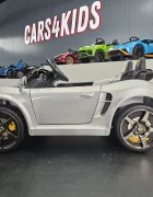 Cars4Kids Masinuta electrica pentru copii Porsche RUF 24V Argintiu Metalic 2 locuri licenta oficiala telecomanda 2.4G scaun piele