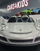 Cars4Kids Masinuta electrica pentru copii Porsche RUF 24V Argintiu Metalic 2 locuri licenta oficiala telecomanda 2.4G scaun piele