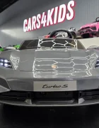Cars4Kids Masinuta electrica pentru copii Porsche Taycan Turbo S 24V Gri 2 locuri licenta oficiala telecomanda 2.4G scaun piele