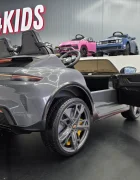 Cars4Kids Masinuta electrica pentru copii Porsche Taycan Turbo S 24V Gri 2 locuri licenta oficiala telecomanda 2.4G scaun piele