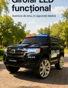 Cars4Kids Masinuta electrica pentru copii Toyota Land Cruiser Police 24V Negru licenta oficiala Toyota girofar Led telecomanda 2.4G 3-5 ani
