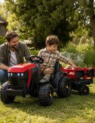 Cars4Kids Tractor electric pentru copii Farmer Rosu 12V cu remorca detasabila telecomanda 2.4G roti EVA scaun piele 3-6 ani