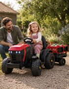 Cars4Kids Tractor electric pentru copii Farmer Rosu 12V cu remorca detasabila telecomanda 2.4G roti EVA scaun piele 3-6 ani