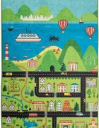 Chilai Home Covor antiderapant pentru copii Happy City 150x200 cm