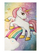 Chilai Home Covor pentru copii cu tesatura moale si baza antiderapanta dimensiune 150 x 200 cm model Unicorn