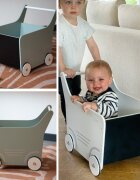 Childhome Carucior cu spatiu depozitare si tabla de scris lemn alb