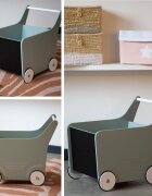 Childhome Carucior cu spatiu depozitare si tabla de scris lemn menta