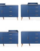 Childhome Comoda Bold Blue 137x77x98 cm cu masa de infasat
