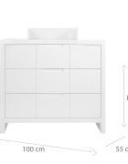 Childhome Comoda Quadro White 100x55x89 cm cu masa de infasat mdf alb