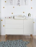 Childhome Comoda Retro Rio 133x50x90 cm cu masa de infasat Mdf Alb