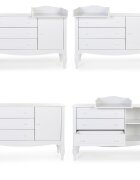Childhome Comoda Romantic 136.8x73.3x103.4 cm cu masa de infasat Mdf Alb