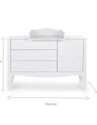 Childhome Comoda Romantic 136.8x73.3x103.4 cm cu masa de infasat Mdf Alb