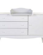 Childhome Comoda Romantic 136.8x73.3x103.4 cm cu masa de infasat Mdf Alb