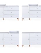 Childhome Comoda Wonder White 137x75x93 cm cu masa de infasat
