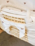 Childhome Cos pentru bebelusi Moise din coji de porumb cu saltea si husa jerse cu inimioare