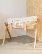 Childhome Cos pentru bebelusi Moise din coji de porumb cu saltea si husa jerse cu inimioare