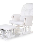 Childhome Fotoliu balansoar pentru alaptat cu suport pentru picioare din piele ecologica Alb