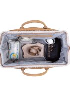 Childhome Geanta de infasat Mommy Bag aspect piele intoarsa bej