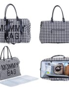 Childhome Geanta de infasat Mommy Bag Pied de Poule Negru