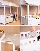 Childhome Pat Casuta cu protectii laterale 70x140 cm lemn alb