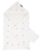 Childhome Prosop cu gluga si manusa de baie Jerse Frotir 80x80 cm inimioare