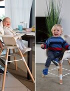 Childhome Scaun de masa reglabil in inaltime Evolu 2 natural inchisalb transparent