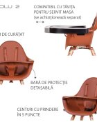 Childhome Scaun de masa reglabil in inaltime Evolu 2 NaturalRuginiu