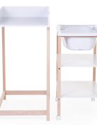 Childhome Set masa de infasat si cadita cu suport natural alb