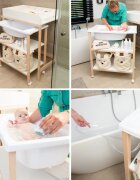 Childhome Set masa de infasat si cadita cu suport natural alb