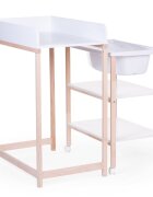 Childhome Set masa de infasat si cadita cu suport natural alb