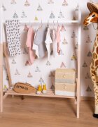 Childhome Suport haine Tipi 107x48x137 cm lemn natural alb