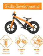 Chillafish Bicicleta copii fara pedale BMXie 02 Ginger cu suport pentru picioare si frana integrata varsta 2-5 ani scaun reglabil de la 32 la 39 cm anvelopele RubberSkin
