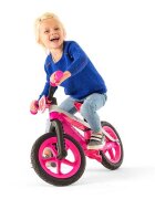 Chillafish Bicicleta copii fara pedale BMXie 02 Pink cu suport pentru picioare si frana integrata varsta 2-5 ani scaun reglabil de la 32 la 39 cm anvelopele RubberSkin