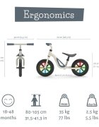 Chillafish Bicicleta copii fara pedale Charlie Glow Beige 10 inch roti din spuma Eva scaun reglabil de la 28-37 cm ghidon ajutabil de la 476-504 cm cadru usor varsta recomandata 18-48 luni spite stralucitoare