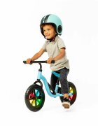 Chillafish Bicicleta copii fara pedale Charlie Glow Blue 10 inch roti din spuma Eva scaun reglabil de la 28-37 cm ghidon ajutabil de la 476-504 cm cadru usor varsta recomandata 18-48 luni spite stralucitoare