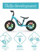 Chillafish Bicicleta copii fara pedale Charlie Glow Blue 10 inch roti din spuma Eva scaun reglabil de la 28-37 cm ghidon ajutabil de la 476-504 cm cadru usor varsta recomandata 18-48 luni spite stralucitoare