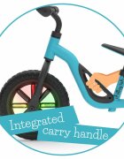 Chillafish Bicicleta copii fara pedale Charlie Glow Blue 10 inch roti din spuma Eva scaun reglabil de la 28-37 cm ghidon ajutabil de la 476-504 cm cadru usor varsta recomandata 18-48 luni spite stralucitoare
