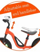 Chillafish Bicicleta copii fara pedale Charlie Glow Orange 10 inch roti din spuma Eva scaun reglabil de la 28-37 cm ghidon ajutabil de la 476-504 cm cadru usor varsta recomandata 18-48 luni spite stralucitoare