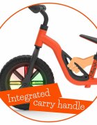 Chillafish Bicicleta copii fara pedale Charlie Glow Orange 10 inch roti din spuma Eva scaun reglabil de la 28-37 cm ghidon ajutabil de la 476-504 cm cadru usor varsta recomandata 18-48 luni spite stralucitoare