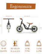 Chillafish Bicicleta de echilibru Charlie Black Usoara Cu ghidon si sa reglabile Greutate 2.5 Kg Cu roti din spuma EVA 10 inch Pentru 18-48 luni