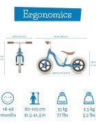 Chillafish Bicicleta de echilibru Charlie Navy Usoara Cu ghidon si sa reglabile Greutate 2.5 Kg Cu roti din spuma EVA 10 inch Pentru 18-48 luni