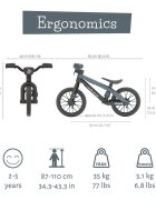 Chillafish Bicicleta fara pedale BMXie Vroom Anthracite 12 inch suport pentru picioare integrat varsta 2-5 ani scaun reglabil anvelope EVA greutate admisa 35 kg