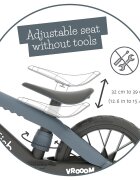 Chillafish Bicicleta fara pedale BMXie Vroom Anthracite 12 inch suport pentru picioare integrat varsta 2-5 ani scaun reglabil anvelope EVA greutate admisa 35 kg