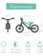 Chillafish Bicicleta fara pedale BMXie Vroom Mint 12 inch suport pentru picioare integrat varsta 2-5 ani scaun reglabil anvelope EVA greutate admisa 35 kg