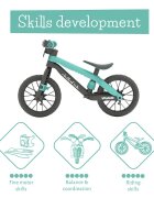 Chillafish Bicicleta fara pedale BMXie Vroom Mint 12 inch suport pentru picioare integrat varsta 2-5 ani scaun reglabil anvelope EVA greutate admisa 35 kg