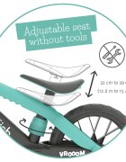 Chillafish Bicicleta fara pedale BMXie Vroom Mint 12 inch suport pentru picioare integrat varsta 2-5 ani scaun reglabil anvelope EVA greutate admisa 35 kg