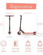 Chillafish Trotineta pentru copii Flexxi Glow Flamingo pliabila ghidon reglabil roti ABEC-5 greutate admisa 50 kg